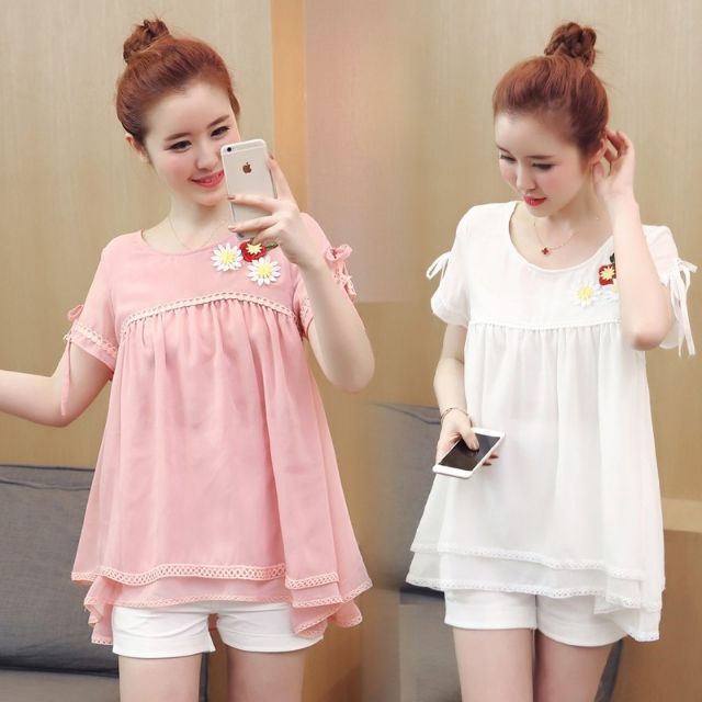 Sét bộ đồ bầu voan nữ tính thời trang