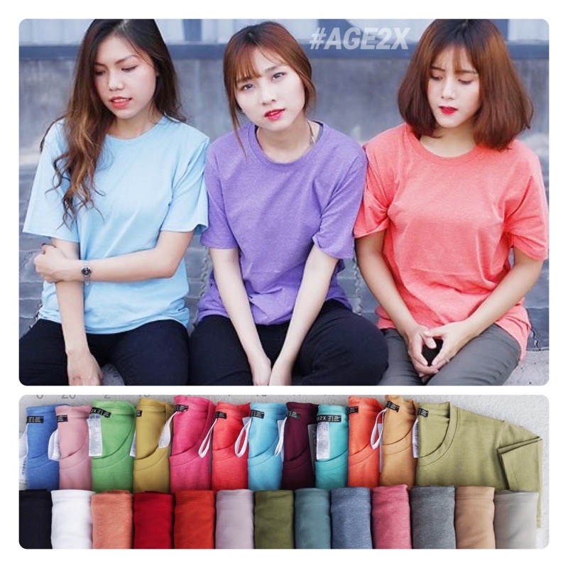 15 màu ĐỐM, Áo thun trơn AGE2X cổ tròn hàng VNXK Chất lượng cao, siêu thấm, siêu mát có giãn tốt dầy dặn