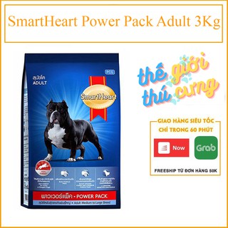3kg -Thức ăn khô cho chó trưởng thành tạo cơ bắp SmartHeart Power Pack Adult