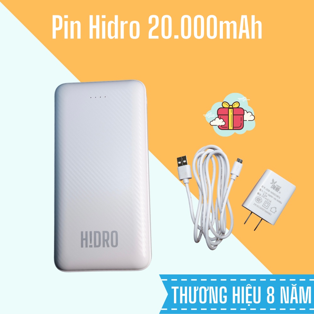 Pin dự phòng 20000 mah H!dro, tặng bộ sạc 10W