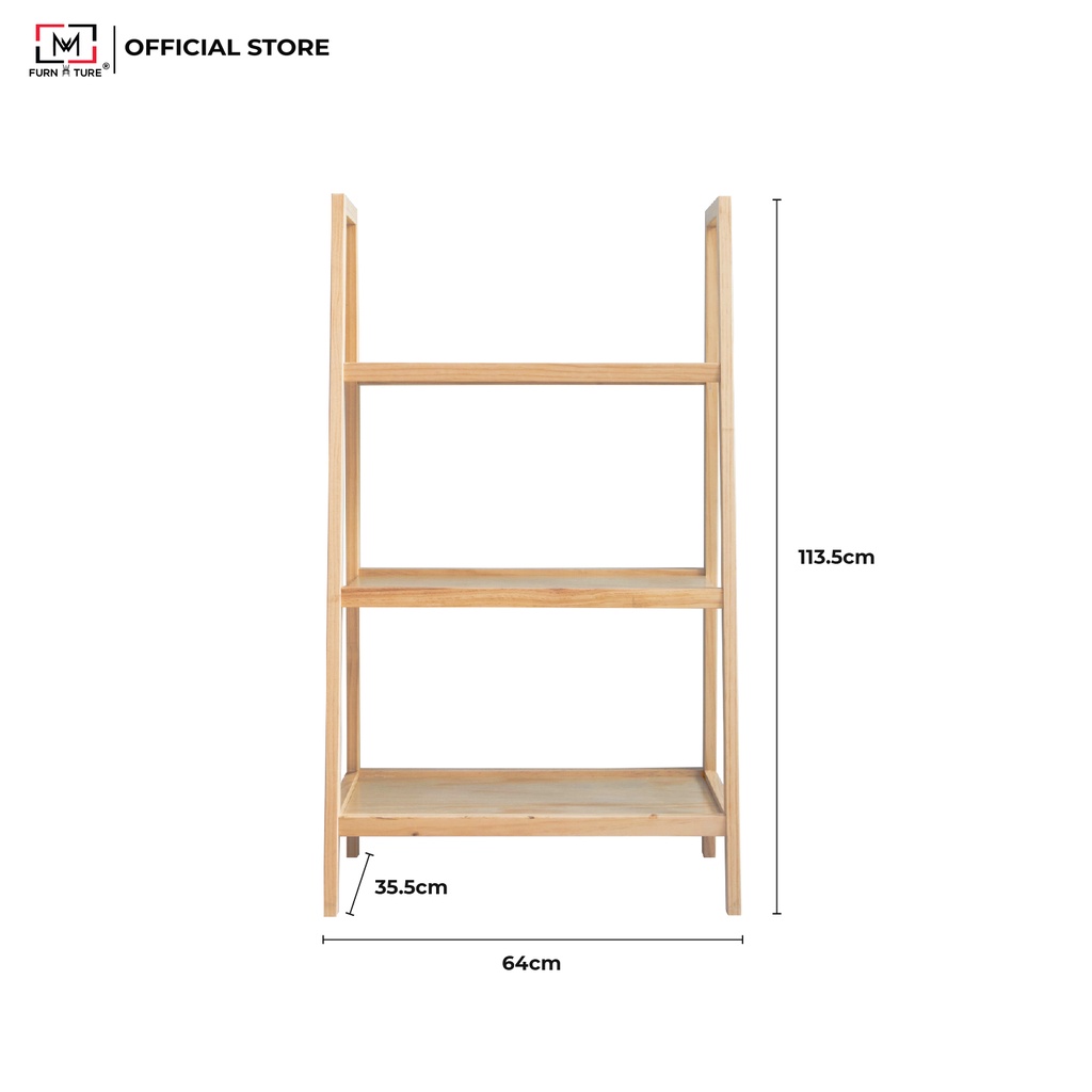 Kệ sách gỗ lắp ráp đa năng trang trí 3 tầng màu gỗ thương hiệu MW FURNITURE - Nội thất trang trí