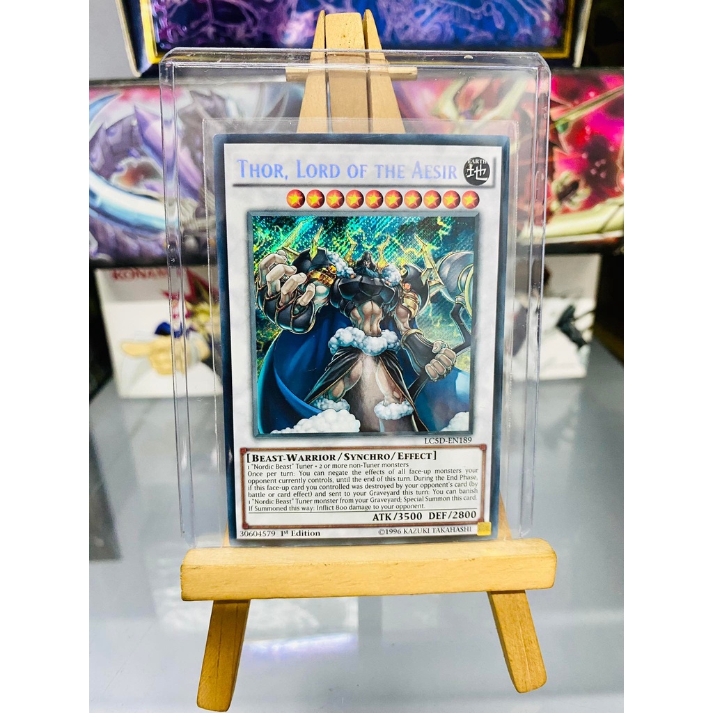 Lá bài thẻ bài Yugioh 1st tem vàng Combo Thần Bắc Âu Nordic Odin Thor Loki – Secret Rare - Tặng bọc bài nhựa bảo quản