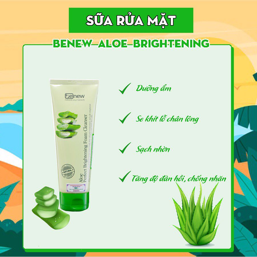 Sữa rửa mặt trắng sáng da Hàn Quốc Benew Aloe Perfect Brightening Foam Cleanser tinh chất lô hội 160ml