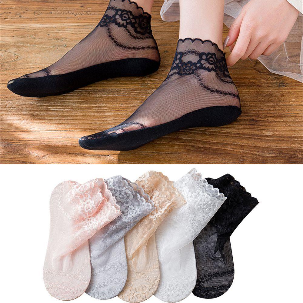 Vớ Thuyền Chống Trượt Phối Ren Thời Trang Cho Nữ