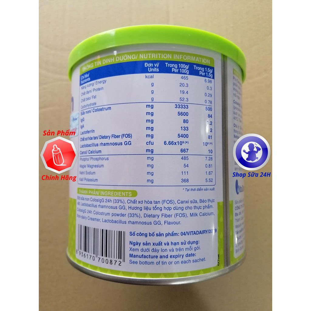 Sữa non ColosIgG 24h dạng gói tiện lợi 90g (1.5g x 60 gói)