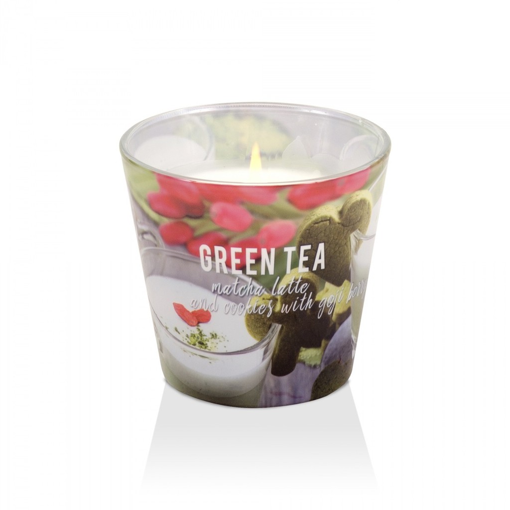 Ly nến thơm Bartek Candles BAT6434 Green Tea Pudding - Matcha Latte 115g (Hương trà xanh hoa quả)