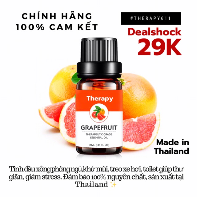 Tinh Dầu Nguyên Chất Bưởi Ngọt Therapy Grapefruit 10Ml