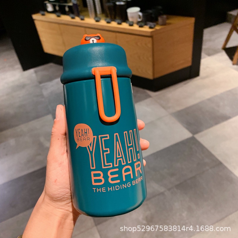 Order | Bình nước, bình giữ nhiệt học sinh yeah bear nắp lật gấu 320ml