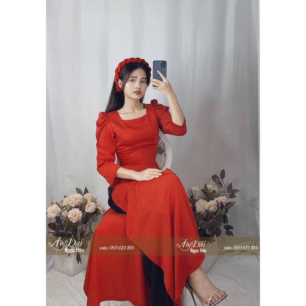Áo Dài Truyền Thống Nữ Vai Bồng Cổ Vuông A73