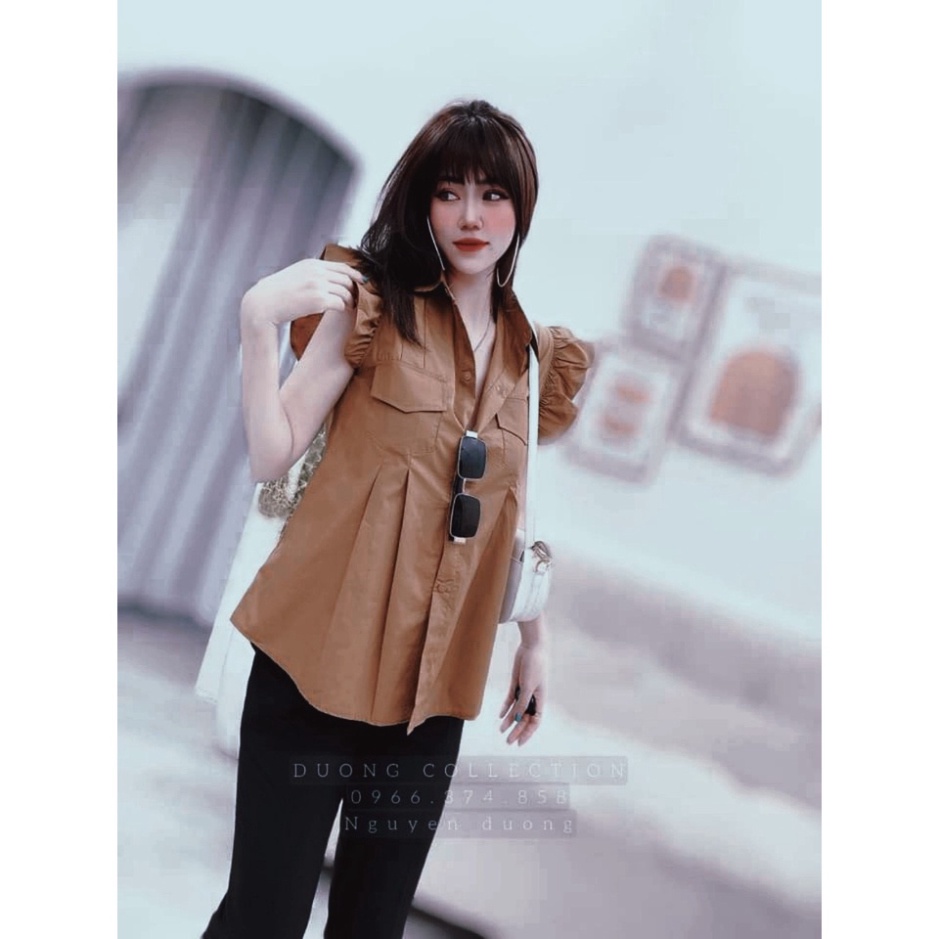 Áo sơ mi cộc tay bèo cánh tiên hotrend 2020 A606 Nội y xanh chất siêu mát, co dãn, mầu đen trắng