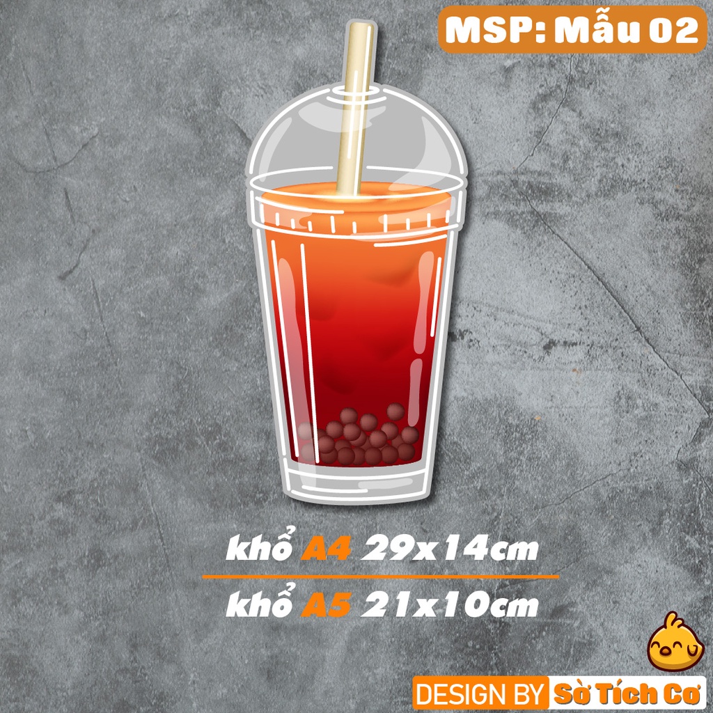 Sticker Milk tea set khổ lớn hình theo màu sắc trang trí decor quán ăn, dán tường, quầy, kính, dán xe đẩy,... MSP: BS11