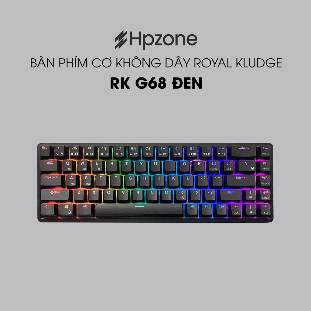 RKG68 Bàn phím cơ không dây RK G68 RGB chính hãng ROYAL KLUDGE, Hot Swappable, Bluetooth 5.0/ Wireless 2.4Ghz, Type C