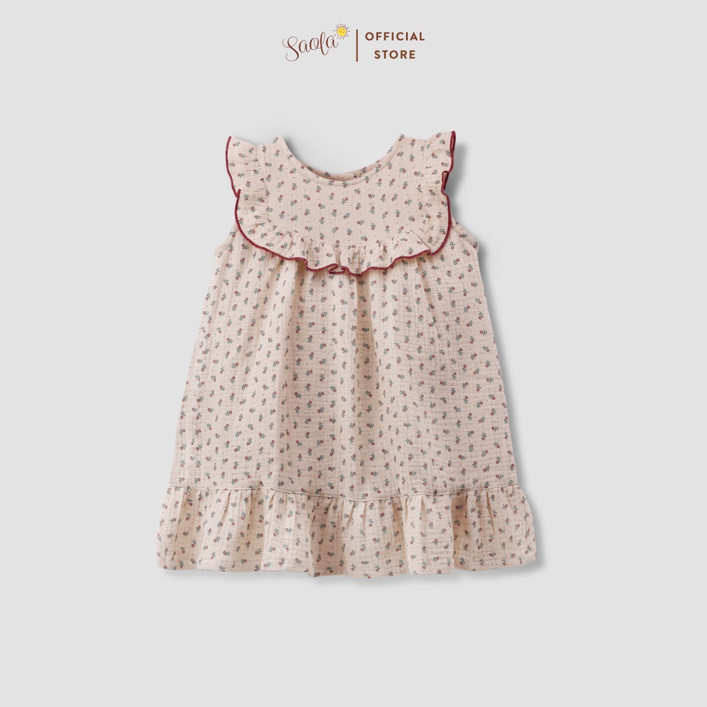 Váy Bé Gái Phối Bèo Chất Liệu Muslin Thoáng Mát Mềm Mịn - DRM018 - CAMELLIA DRESS - SAOLA KIDS CLOTHING