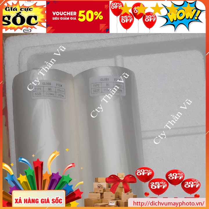 Quận giấy cán nhiệt bóng 25mic loại 300m chuẩn dùng cho máy FM 330 chất lượng INECO