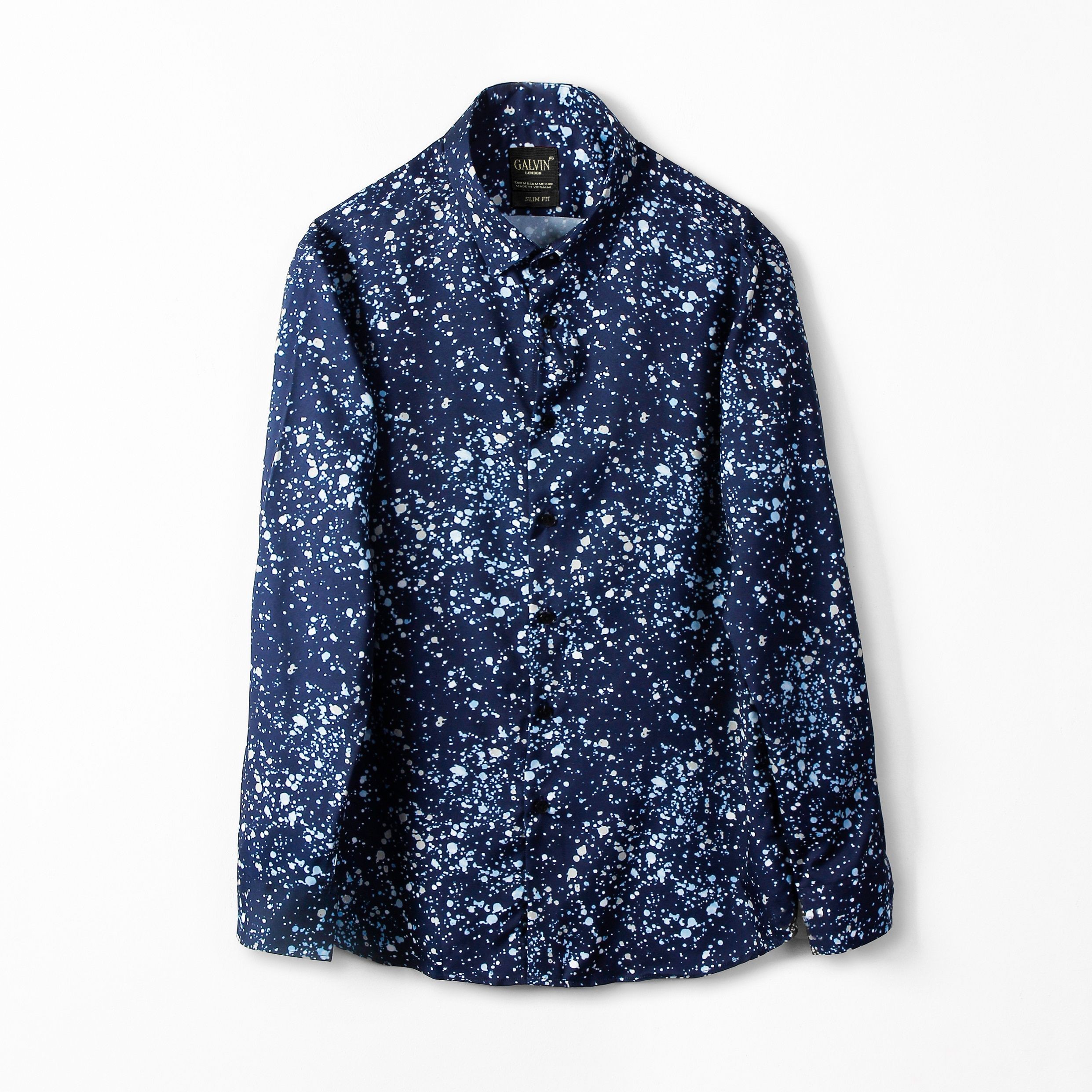 Áo sơ mi nam họa tiết dài tay Galvin dáng ôm sơ cổ bẻ vải lụa thái chống nhăn chống xù SMGV123 - Leo Vatino