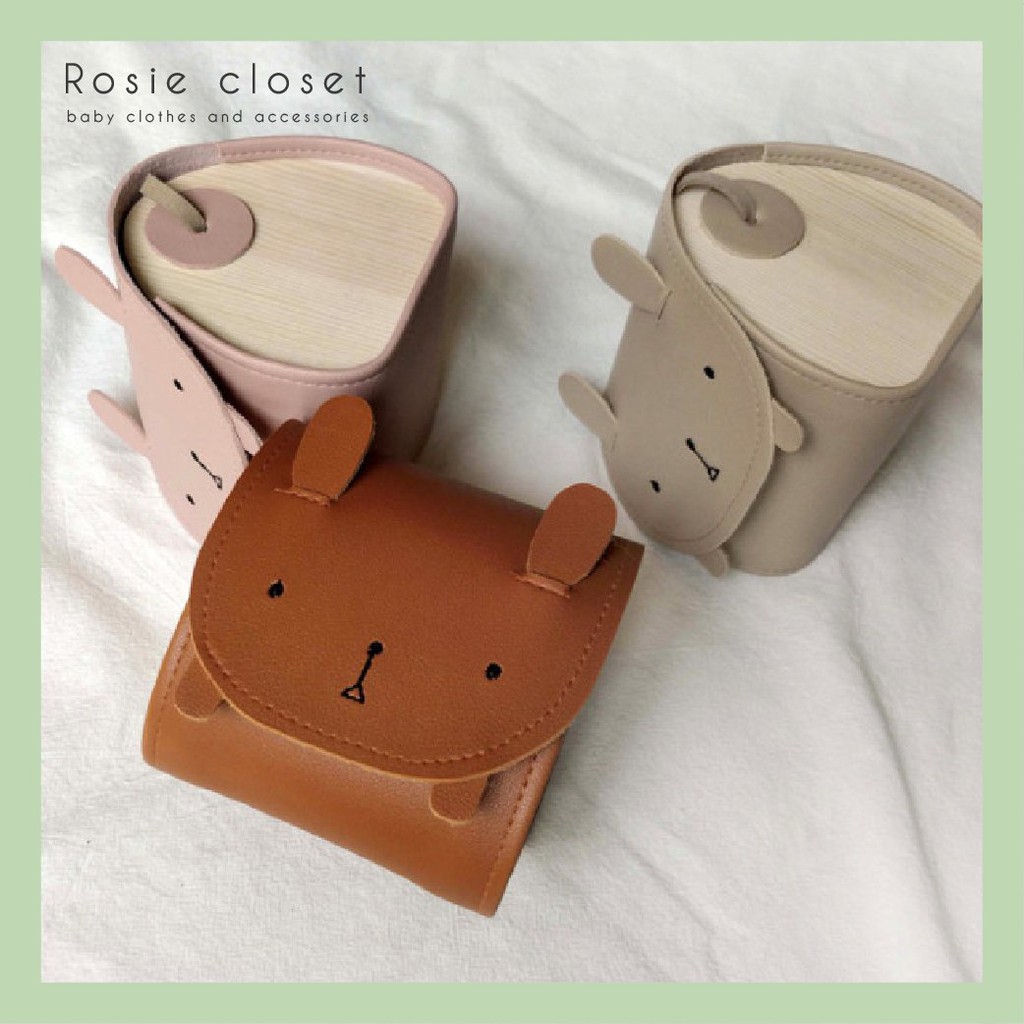 Túi đeo chéo hình thỏ bunny ốp gỗ phong cách Hàn Quốc cho bé trai bé gái
