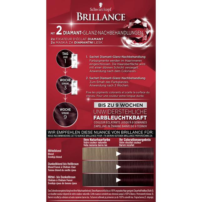 Thuốc nhuộm tóc Schwarzkopf Brillance 876 - Màu nâu đỏ