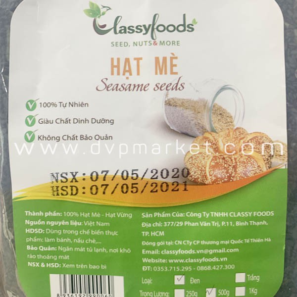 Classy - Hạt mè đen 500g