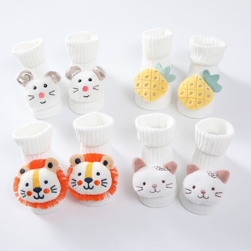 Vớ cotton chống trượt in họa tiết hoạt hình dễ thương cho trẻ sơ sinh 0-1 tuổi