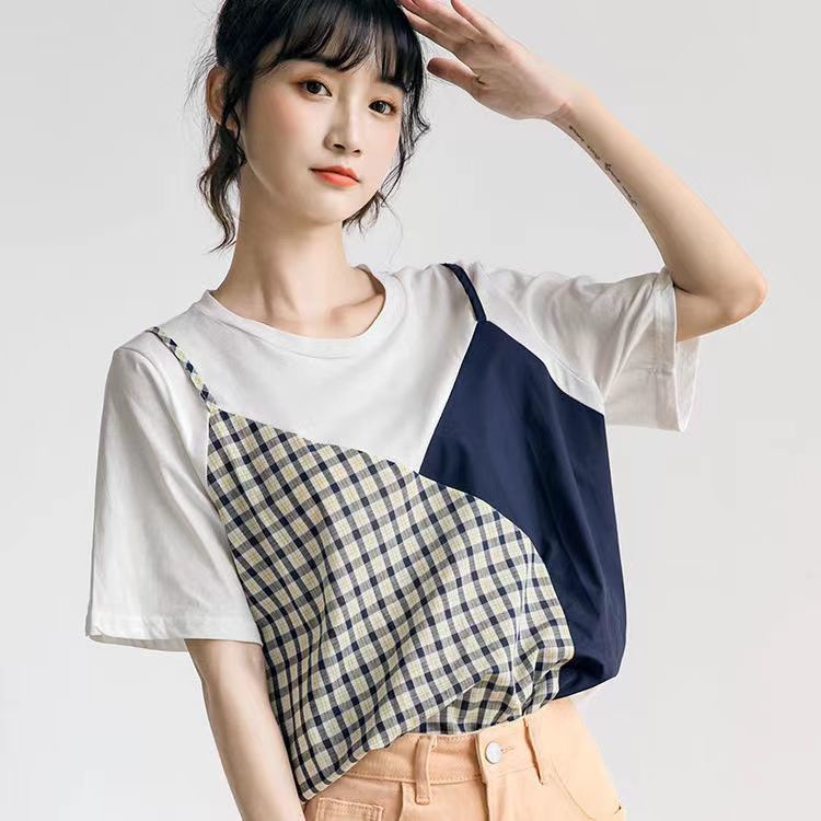 Áo Thun cotton Trơn Tay Ngắn Dáng Ôm Họa Tiết Kẻ Ô Dành Cho Nữ JL-TX-228 2022