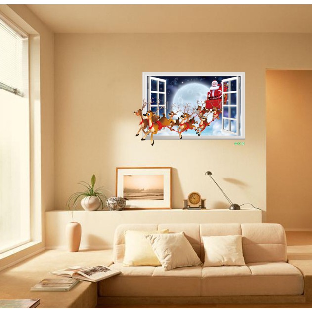 Decal dán tường Noel - Cửa sổ Đoàn Tàu Phát quà 02