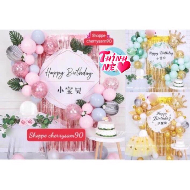 🎀Set Bộ Bóng Kèm Backrop Thiết kế Tên Bé Sinh Nhật Kiểu Hàn Quốc🎀