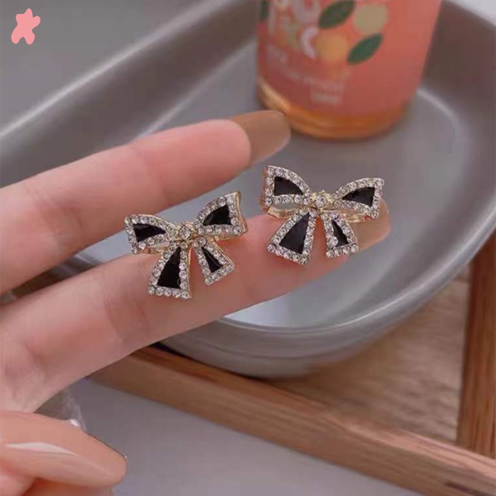 ☆☆☆1 Đôi Khuyên Tai Hình Nơ Đính Đá Sang Trọng Cho Nữ