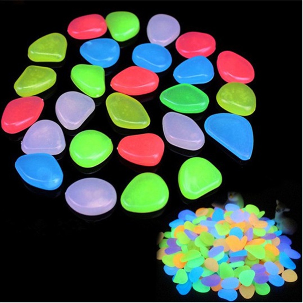 G super_aotuo3 50pcs đá phát sáng phát sáng trong bóng tối đường dẫn vườn nhà sân cỏ trang trí bể cá trang trí