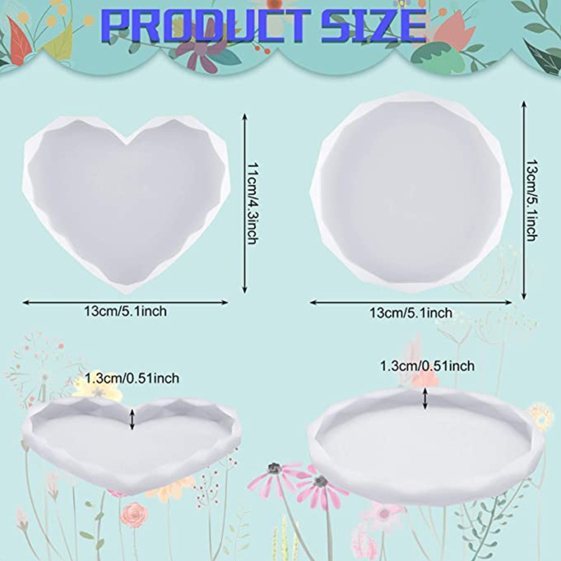Khuôn Nhựa Hình Trái Tim / Kim Cương Làm Đế Lót Ly DIY