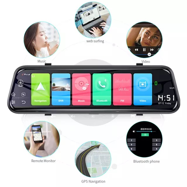 Z55 Camera hành trình gương xe ô tô tích hợp  , 4G Wifi  FHD , Android 8.1 , Ram 2G , Room 32G