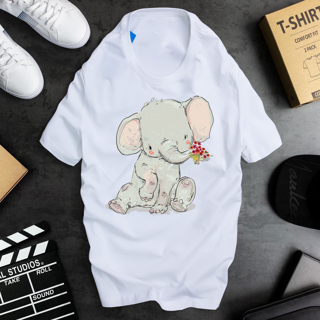 ÁO PHÔNG CỘC TAY Chú Voi Dễ Thương IN HÌNH THỜI TRANG CHẤT LIỆU VẢI THUN ĐẸP GIÁ RẺ CỰC SHOCK - 140