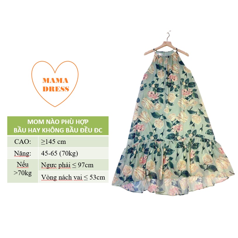 Đầm bầu HOA tiểu thư công chúa mùa hè MAMA DRESS Váy bầu suông maxi hai dây đi biển đi du lịch hoặc mặc nhà giá rẻ V60