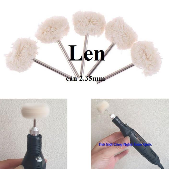 đầu đánh len hay vải bóng trang sức resin cán 2mm đầu đánh bóng 25mm dùng cho tất cả các loại máy mini