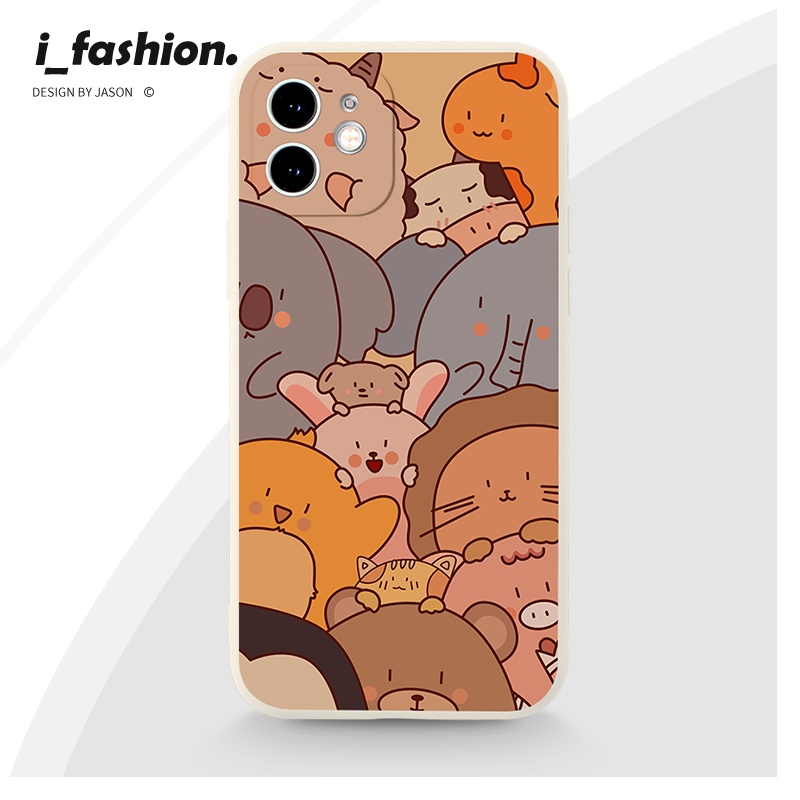 Ốp điện thoại JURSUE hoạt hình dễ thương đẹp ngộ nghĩnh mềm Compatible for iPhone 14 13 12 11 Pro Max SE 2020 X XR XS ip 8 7 6 6S Plus kute XYA1120