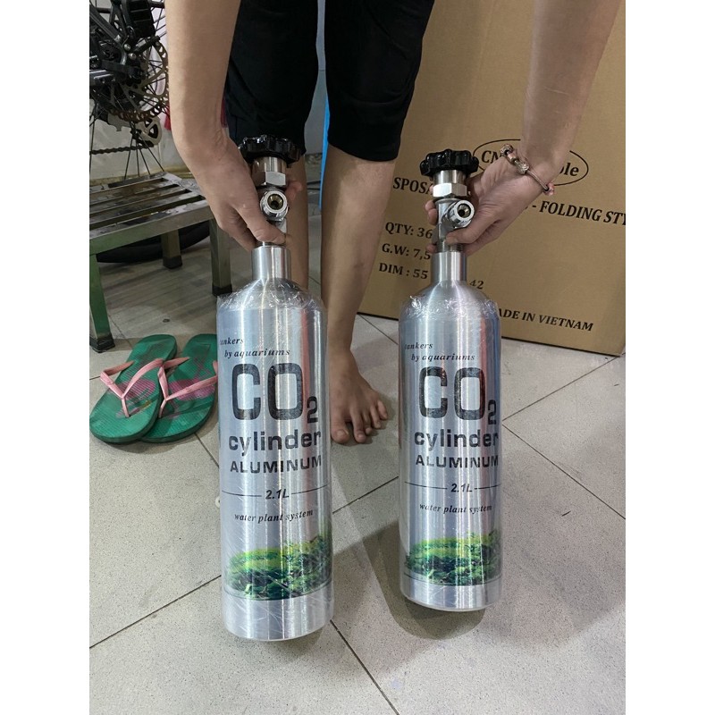 Bình co2 nhôm 2.1L aluminum nội địa nhật - cho hồ thủy sinh
