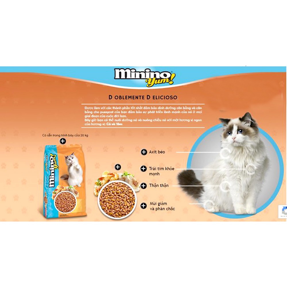 Thức ăn cho mèo hạt khô hải sản Blisk mới Minino Yum