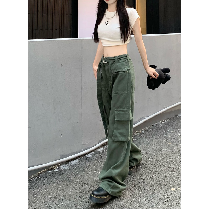 Quần Dài Dáng Rộng Phối Túi Thời Trang Mùa Thu Cho Nữ