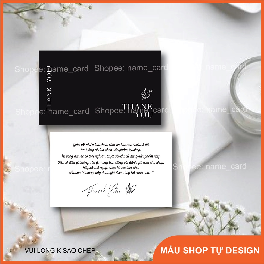 (Combo 100 cái) Thiệp cảm ơn khách hàng, name card cảm ơn, thank you card hàng có sẵn