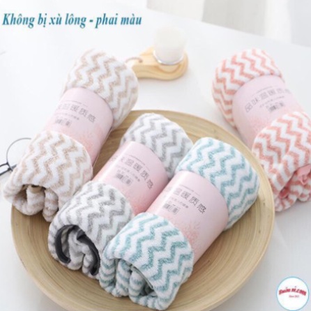 Khăn mặt lông cừu vân kẻ sọc siêu mềm xuất Hàn kích thước 30x50 cm