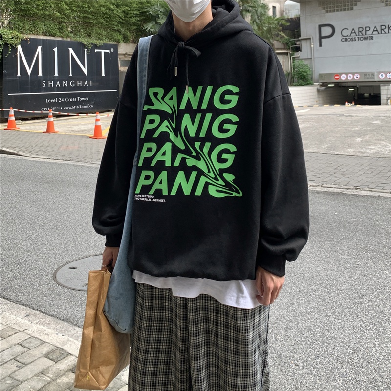 Áo hoodie tay dài dáng rộng in chữ thời trang mùa đông cho nam size M-2Xl