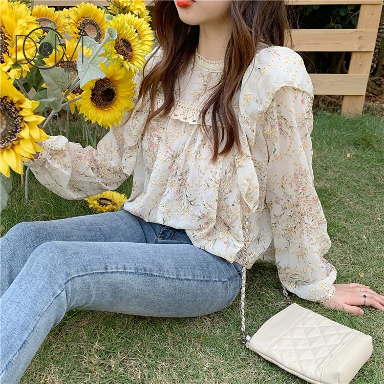 Áo Sơ Mi Dài Tay In Họa Tiết Hoa Xinh Xắn Dành Cho Nữ | BigBuy360 - bigbuy360.vn