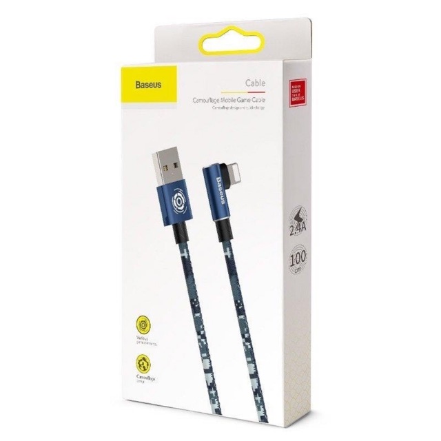 [2m]Cáp sạc chơi game mobile iPHONE/ iPad chữ L dây dù, sạc nhanh 2,4A. Baseus Camouflage Mobile Game Cable.