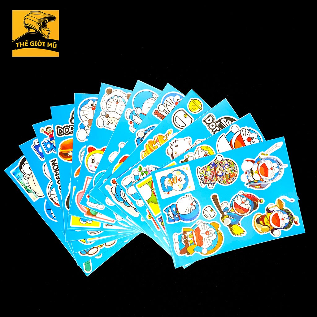 Sticker doraemon dán mũ bảo hiểm, vali, điện thoại, laptop cute cắt sẵn