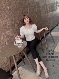 Áo Len Tăm 4 Nút Tay Bồng