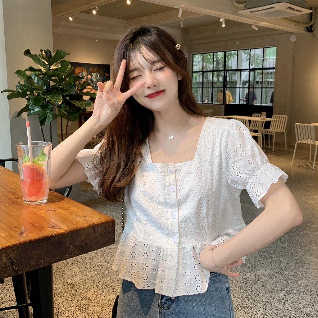 Áo sơ mi SUXI tay lỡ phong cách Hàn Quốc thanh lịch dành cho nữ