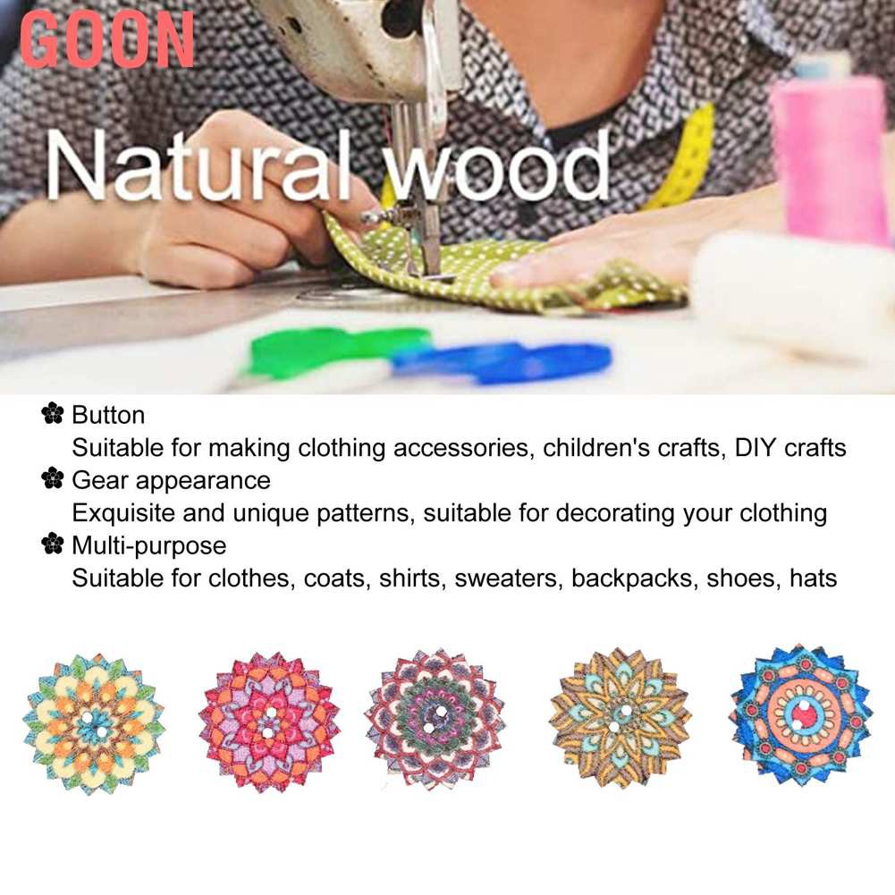 Goon 100Pcs Wooden Buttons Gear‑Shape 2‑Holes Button DIY Craft Scrapbook Sewing Accessory