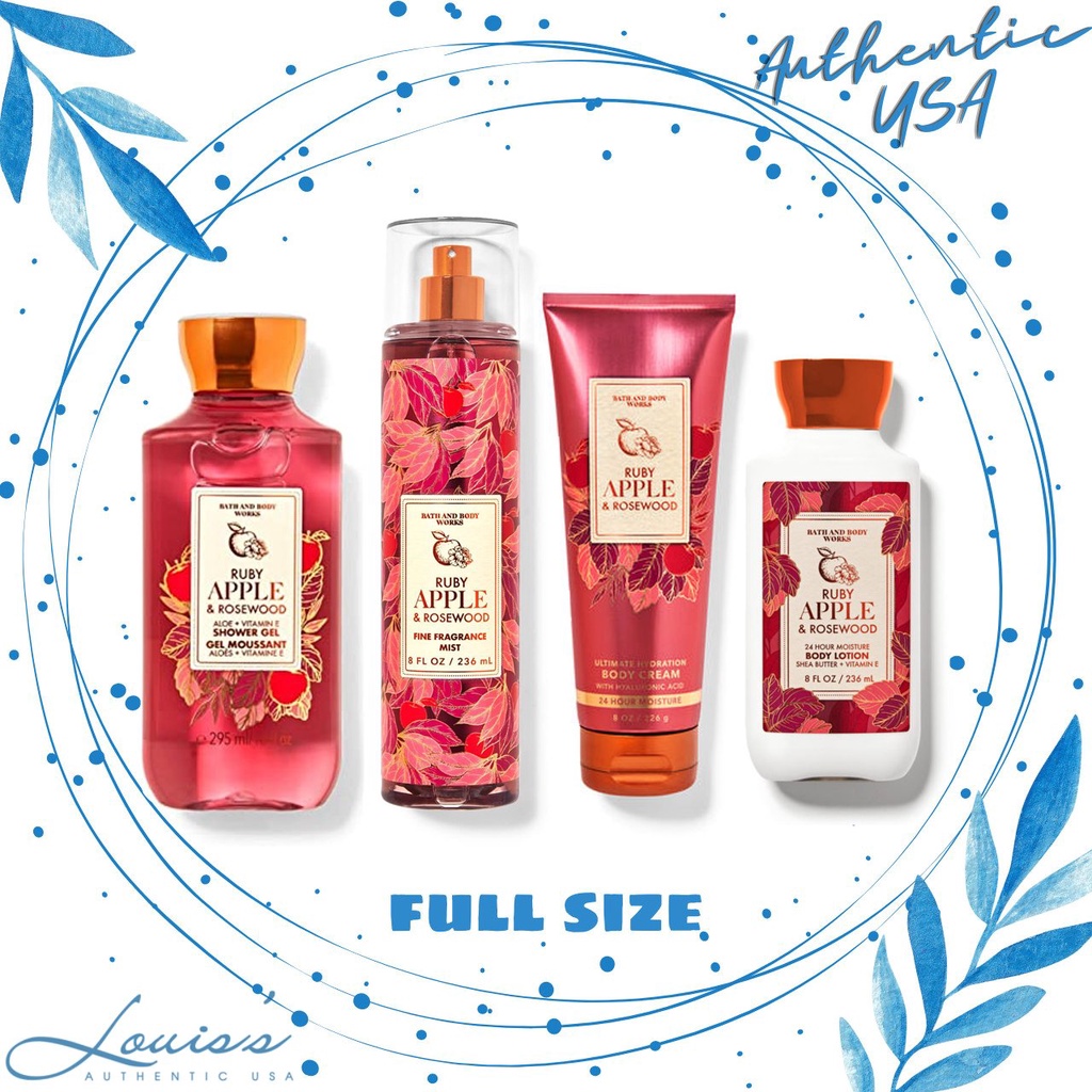 [ RUBY APPLE & ROSEWOOD ] Trọn bộ chăm sóc cơ thể Bath & Body Works Mỹ