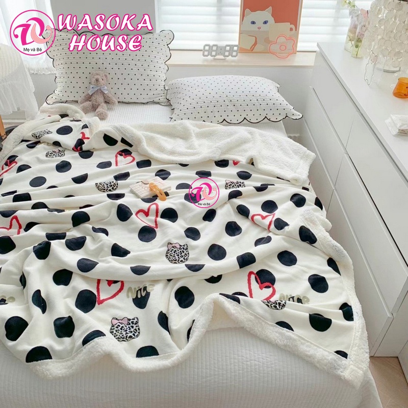 Chăn cho bé cỡ lớn 1m5x2m, mền lông cừu cao cấp dày dặn, siêu mềm mịn, đắp ấm, nhiều họa tiết dễ thương