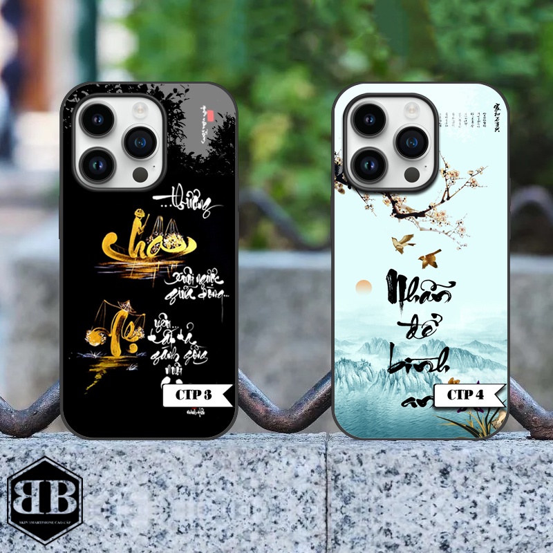 Ốp lưng kính cường lực Iphone 14 Pro / Iphone 14 Pro Max chữ thư pháp
