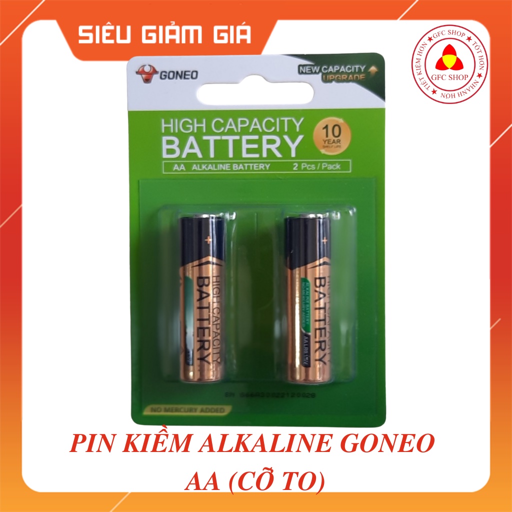 Pin kiềm Akaline - PIN Goneo 2 cỡ AA hoặc AAA 1.5V - (1 Cặp 2 viên) - Không chảy nước